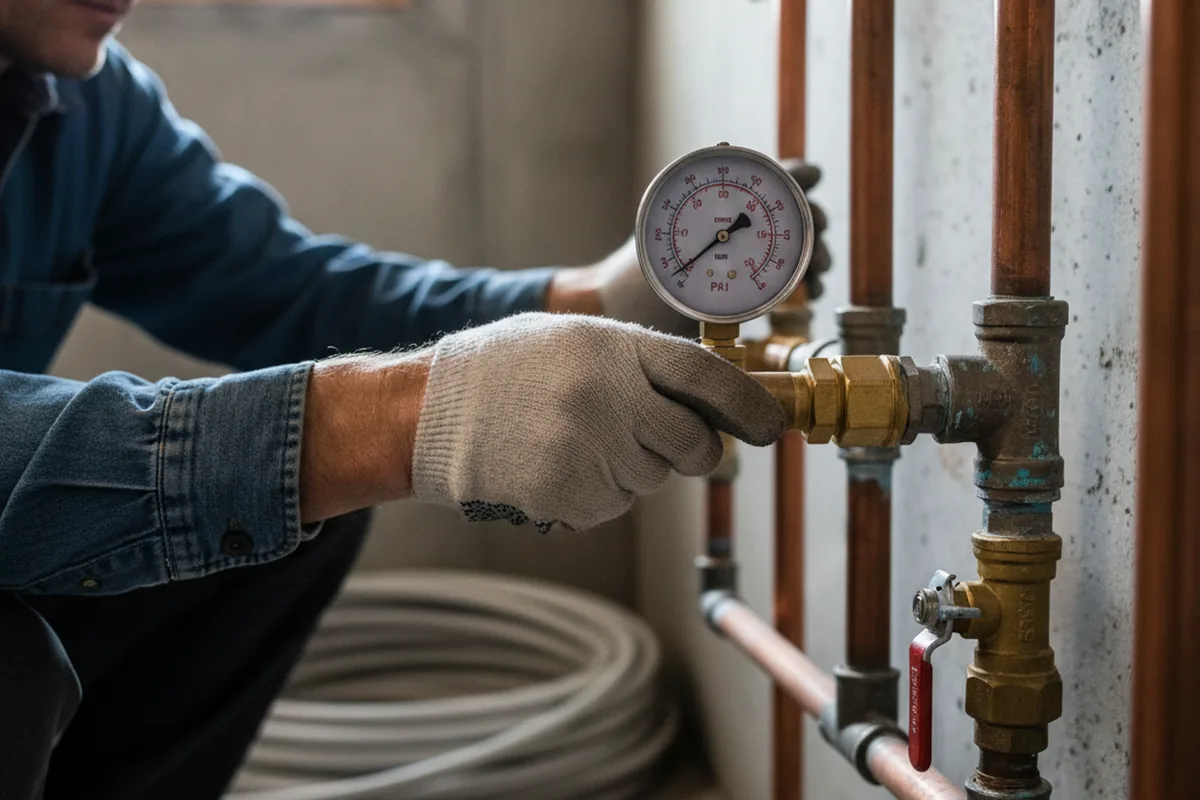 Pressure testing a repaired line during Water Line Repair in Sunol